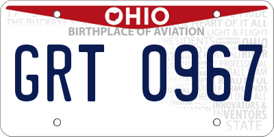 OH license plate GRT0967