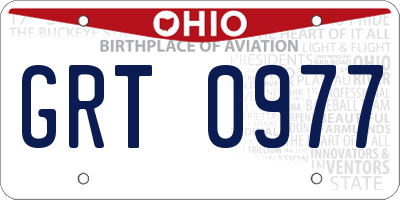 OH license plate GRT0977