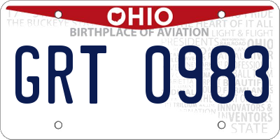 OH license plate GRT0983