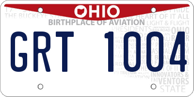 OH license plate GRT1004