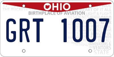 OH license plate GRT1007