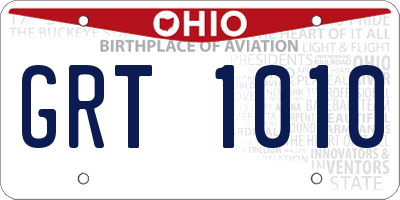 OH license plate GRT1010