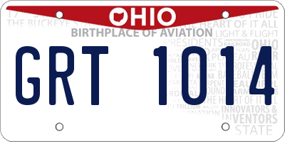 OH license plate GRT1014