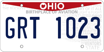 OH license plate GRT1023