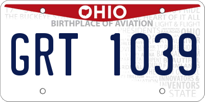 OH license plate GRT1039