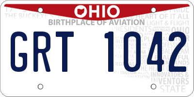 OH license plate GRT1042