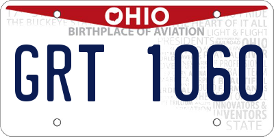 OH license plate GRT1060