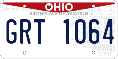 OH license plate GRT1064