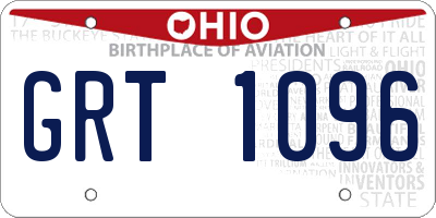 OH license plate GRT1096