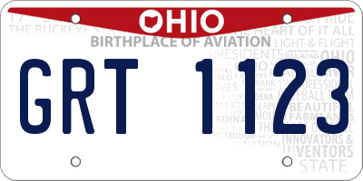 OH license plate GRT1123