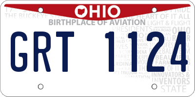 OH license plate GRT1124
