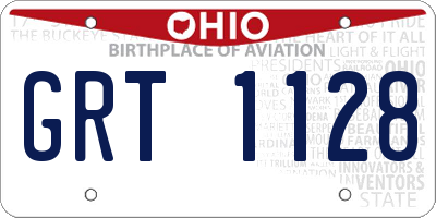 OH license plate GRT1128