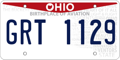 OH license plate GRT1129