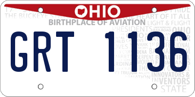 OH license plate GRT1136