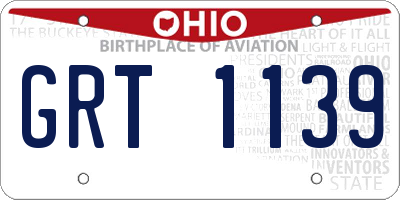OH license plate GRT1139