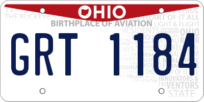 OH license plate GRT1184