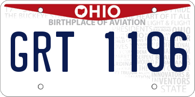 OH license plate GRT1196
