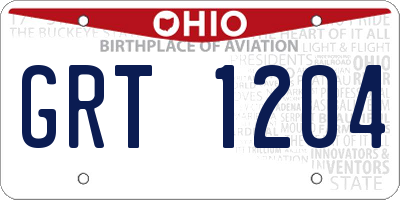 OH license plate GRT1204