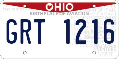 OH license plate GRT1216
