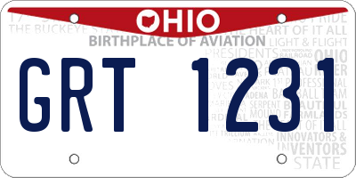 OH license plate GRT1231