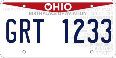 OH license plate GRT1233