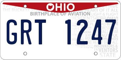 OH license plate GRT1247