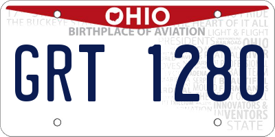 OH license plate GRT1280