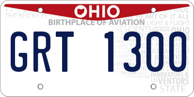 OH license plate GRT1300