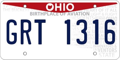 OH license plate GRT1316