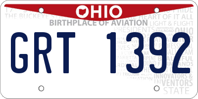 OH license plate GRT1392