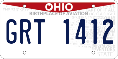 OH license plate GRT1412