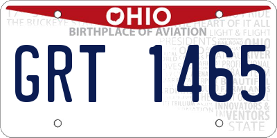 OH license plate GRT1465