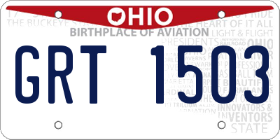 OH license plate GRT1503