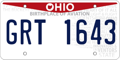 OH license plate GRT1643