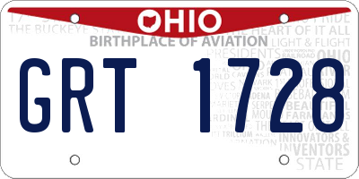 OH license plate GRT1728