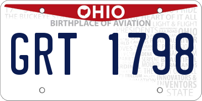 OH license plate GRT1798