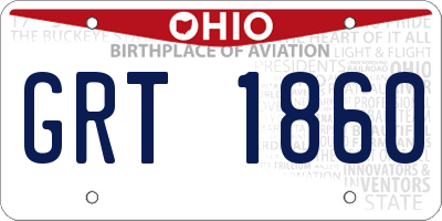 OH license plate GRT1860