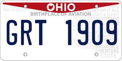 OH license plate GRT1909