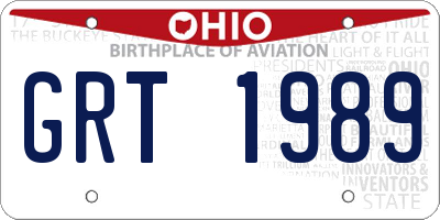 OH license plate GRT1989