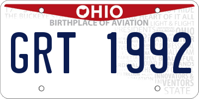 OH license plate GRT1992