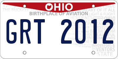OH license plate GRT2012