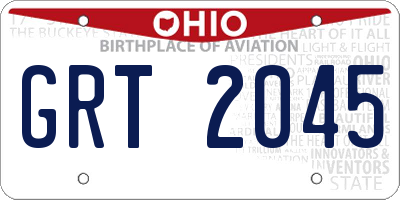 OH license plate GRT2045