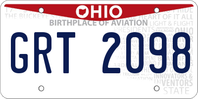 OH license plate GRT2098