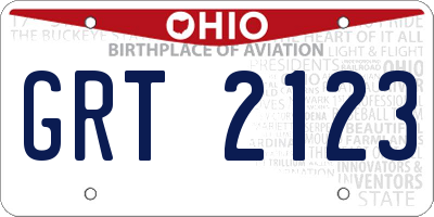 OH license plate GRT2123