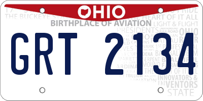 OH license plate GRT2134
