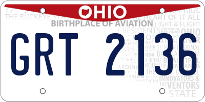 OH license plate GRT2136