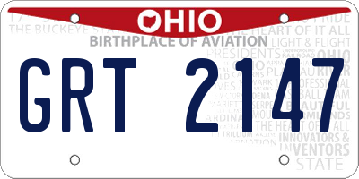 OH license plate GRT2147