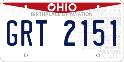 OH license plate GRT2151