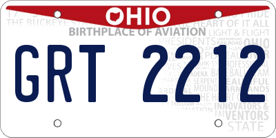 OH license plate GRT2212