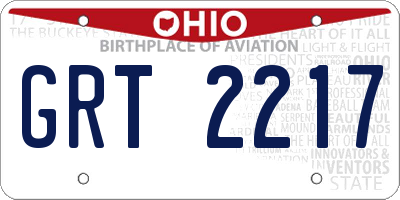 OH license plate GRT2217